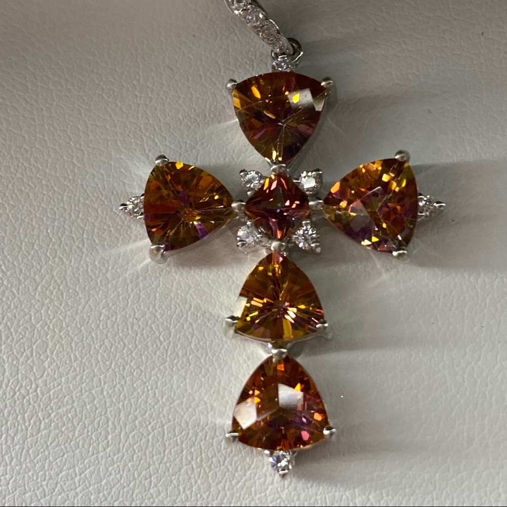 Twilight Topaz w/Zicron Sterling Silver Cross